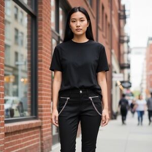 Nasty Gal Black & Silver Chain Pants NWT Nordstrom Moto Style